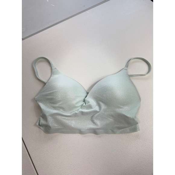 Victoria's Secret PINK Light Blue Sparkle Wireless Bra Top Medium - Picture 1 of 11